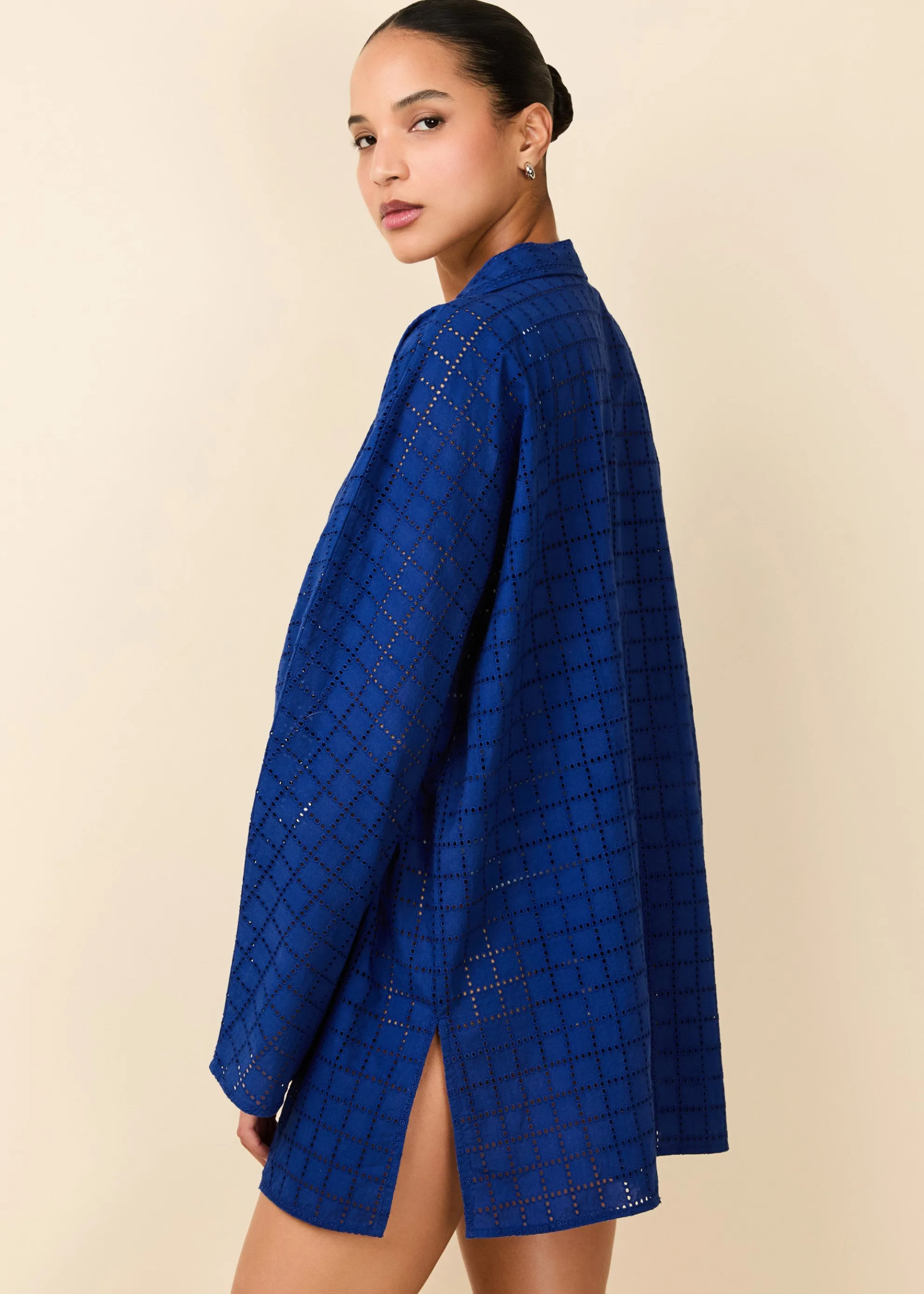 Alba Tunic Grid Eyelet Maritime Navy