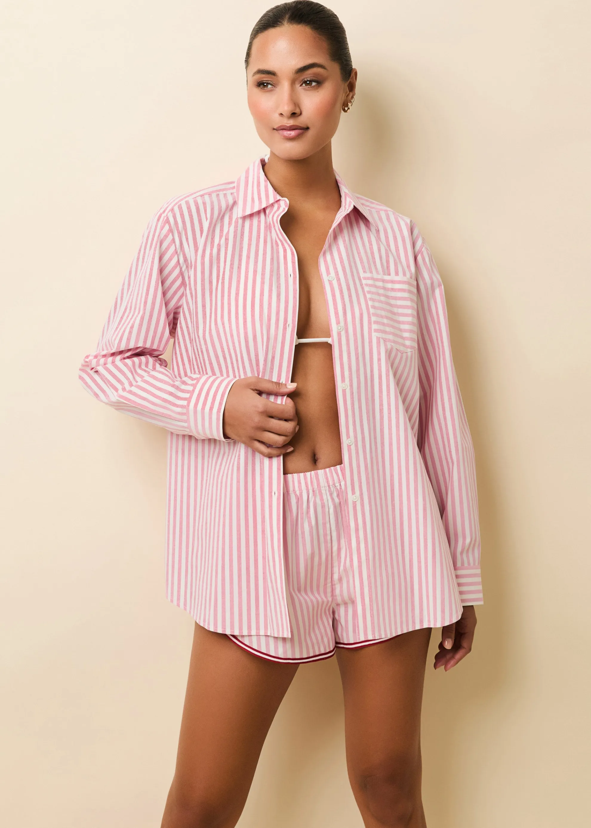 Avril Button Down Taffy Pink / Brule Stripe