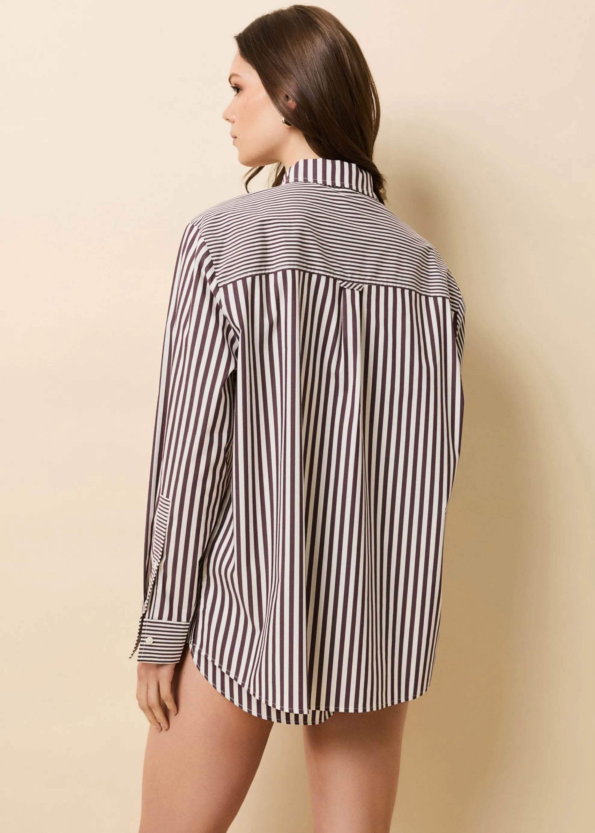 Avril Button Down Shirt Raisin Brown / Brule Stripe