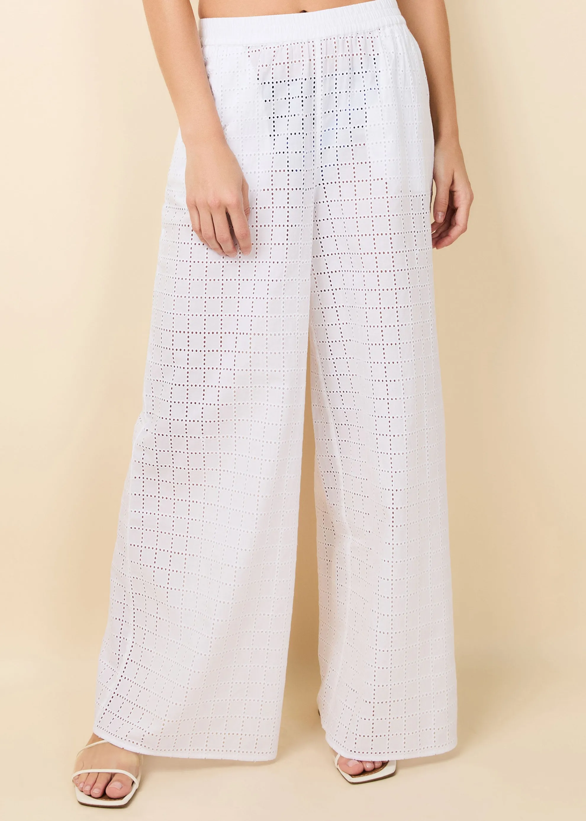 Delaney Pant Grid Eyelet Optic White