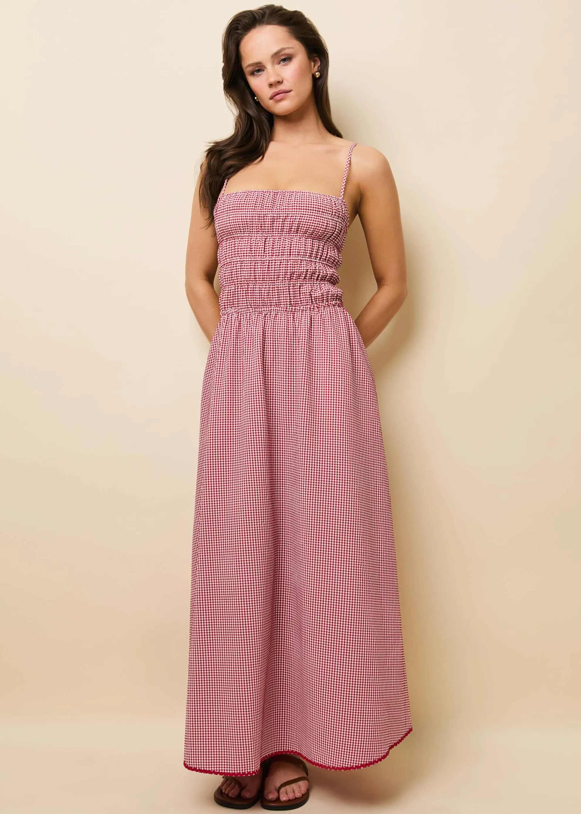 Delta Midi Dress Apple Red Gingham