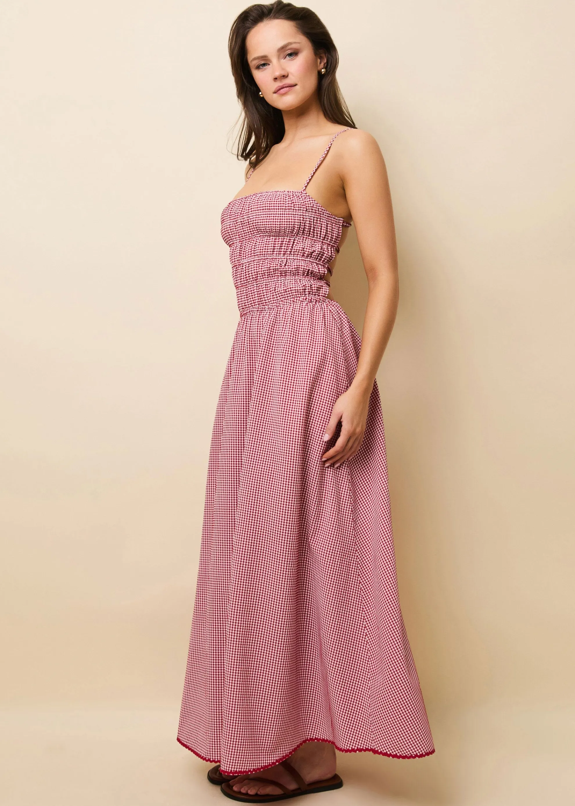 Delta Midi Dress Apple Red Gingham