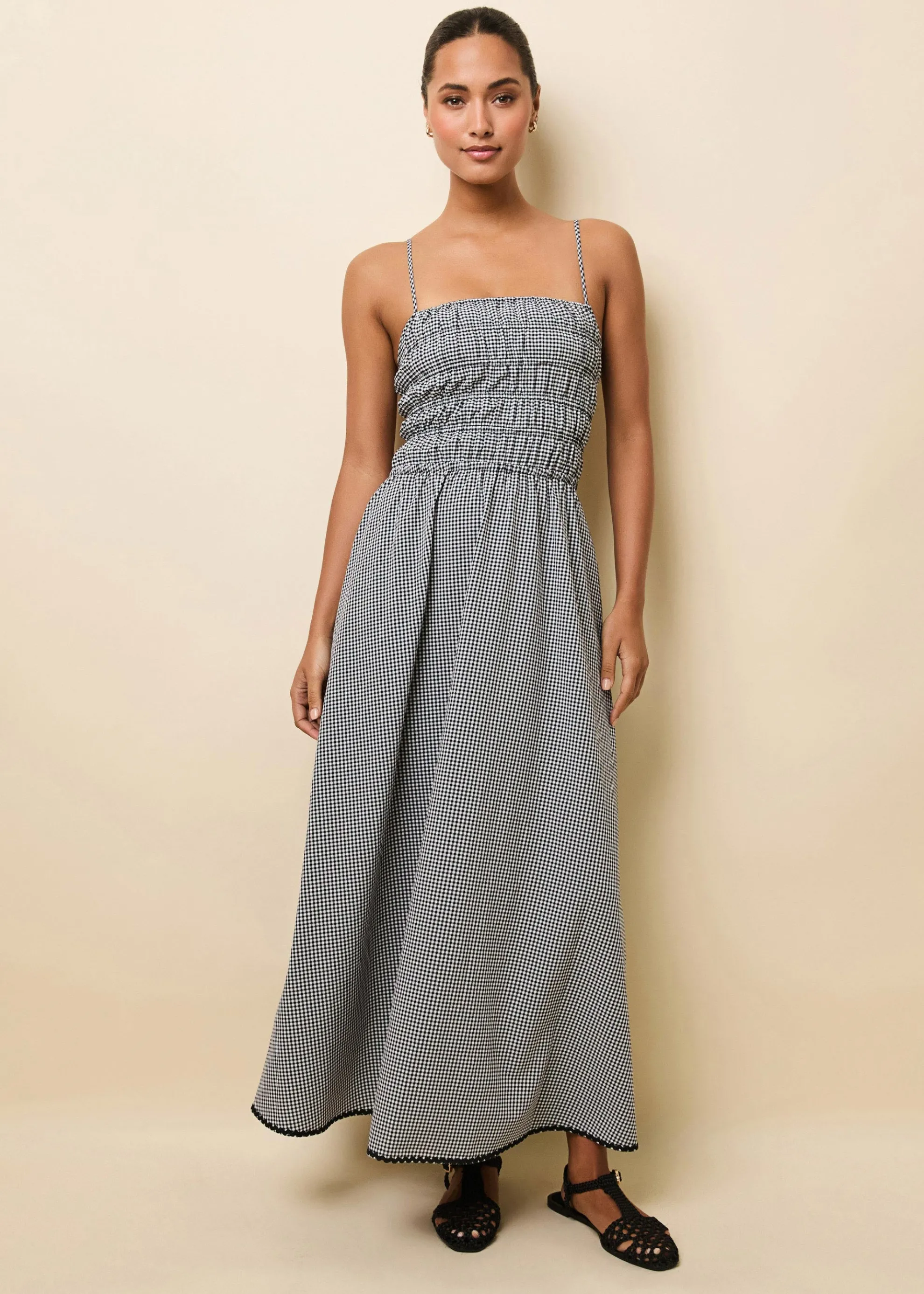 Delta Midi Dress Noir Gingham