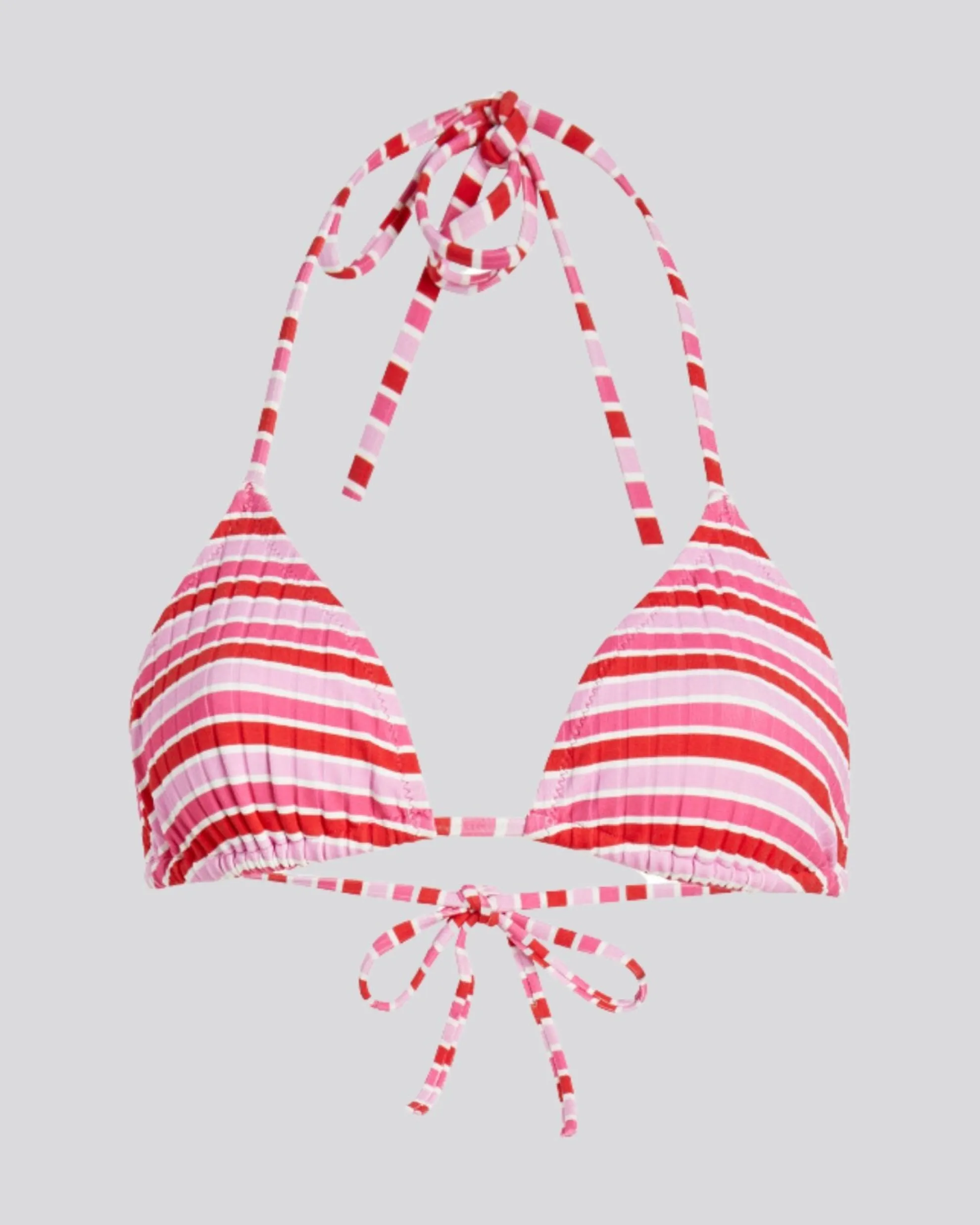 Iris Ribbed Bikini Top Pink Multi Stripe