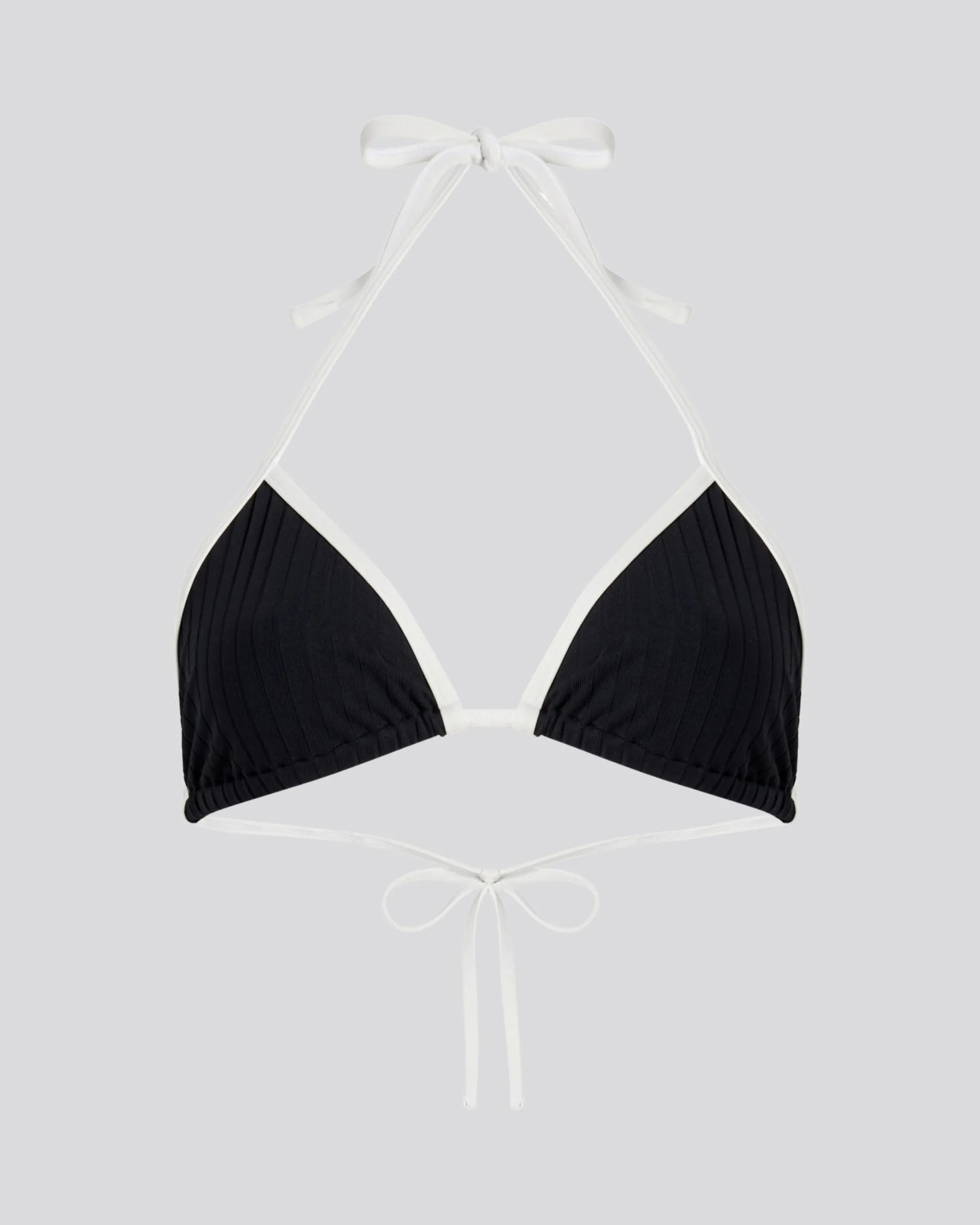 Iris Ribbed Bikini Top Noir / Optic White