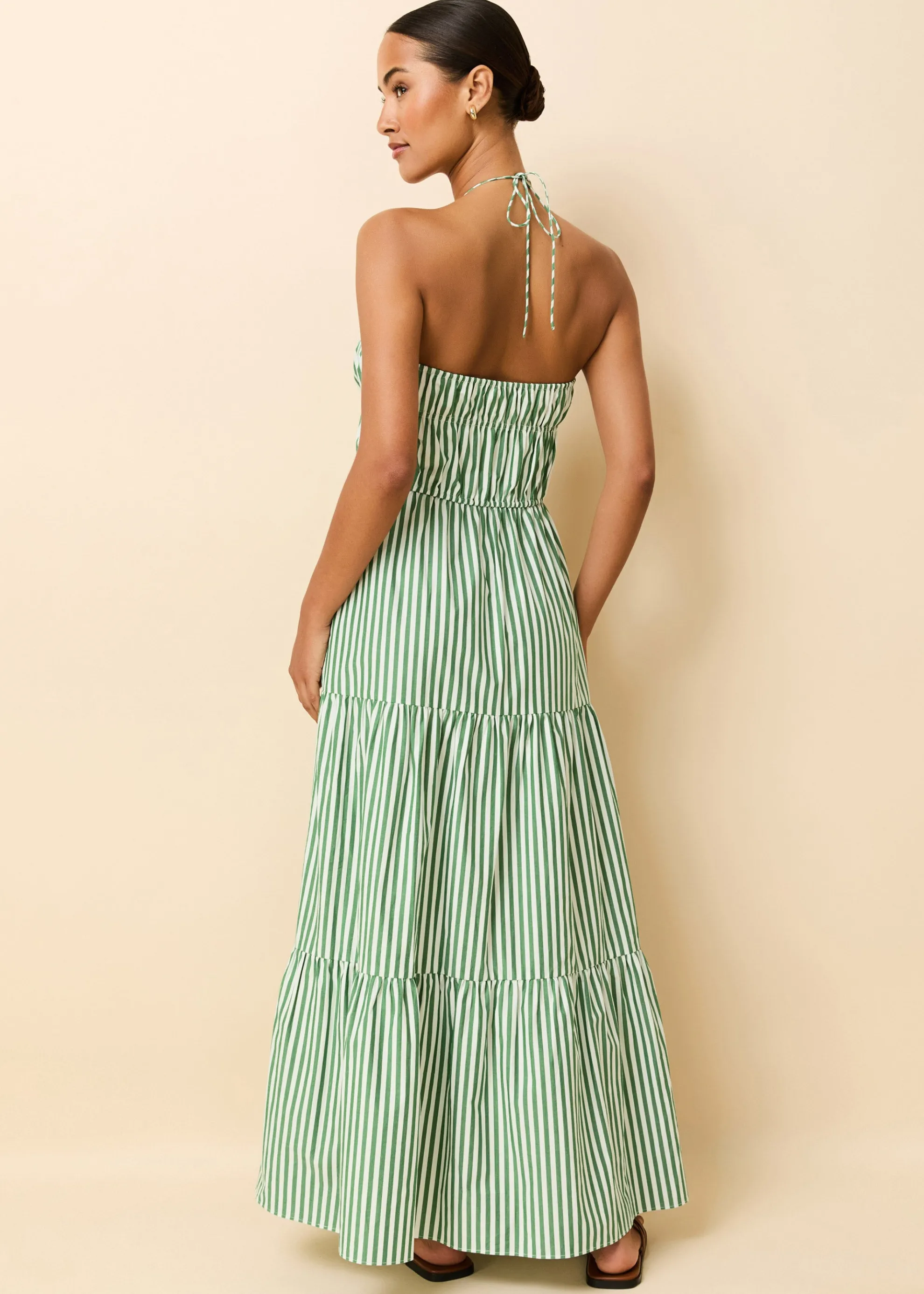 Jodie Dress Washed Green / Optic White Stripe