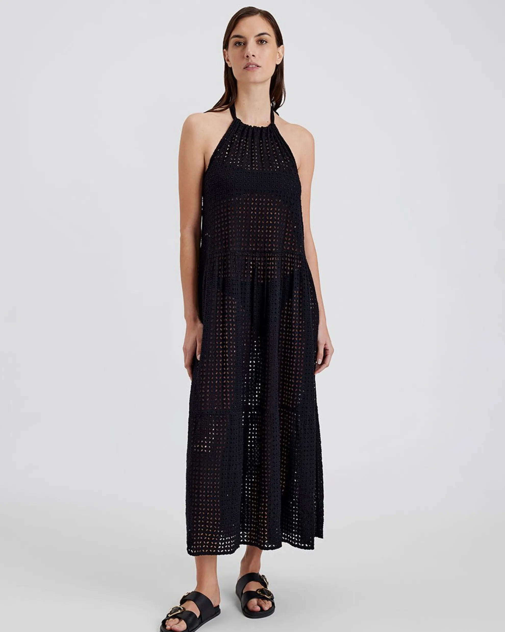 Kai Dress Leaf Eyelet Noir