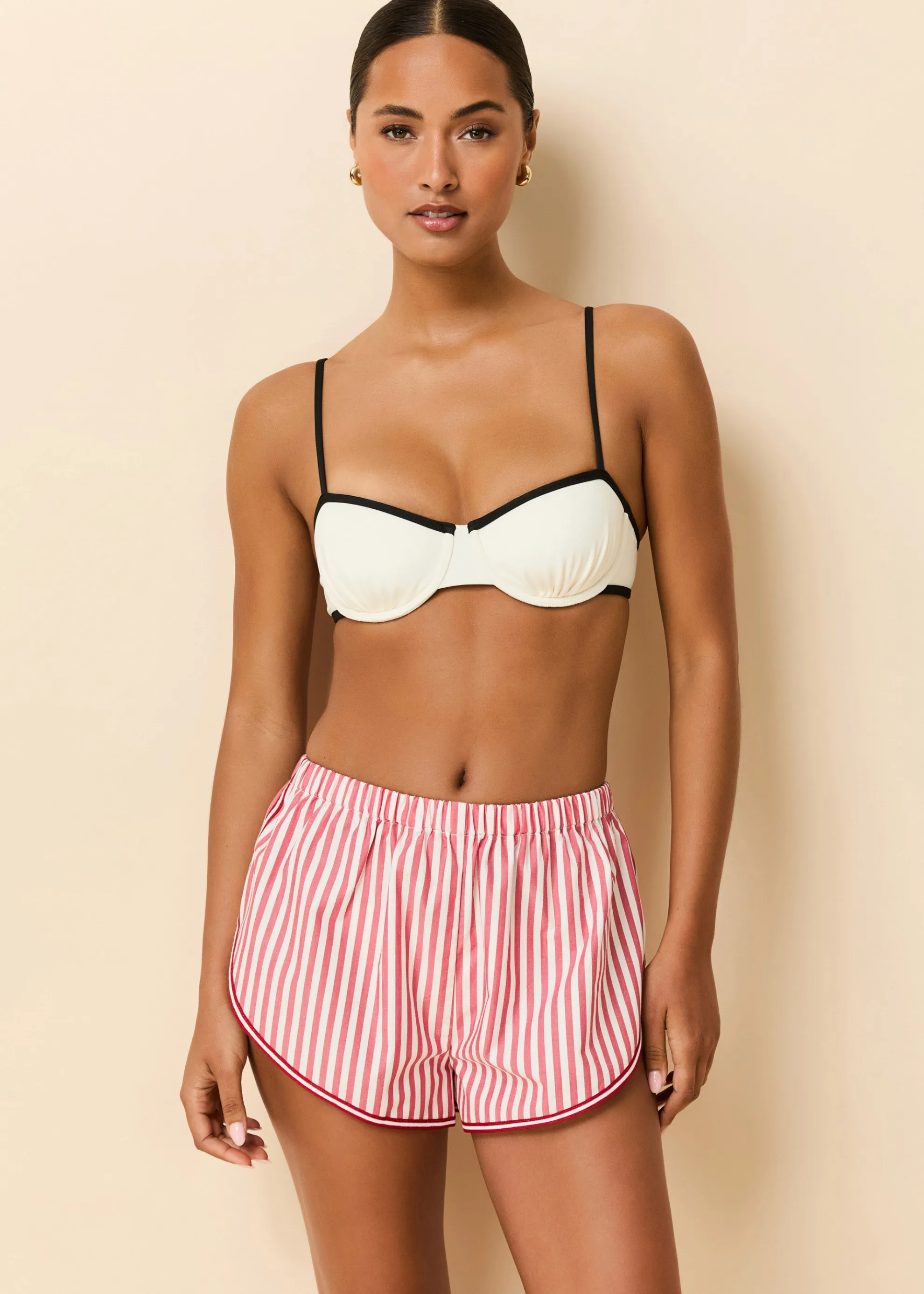 Lester Short Washed Red / Optic White Stripe