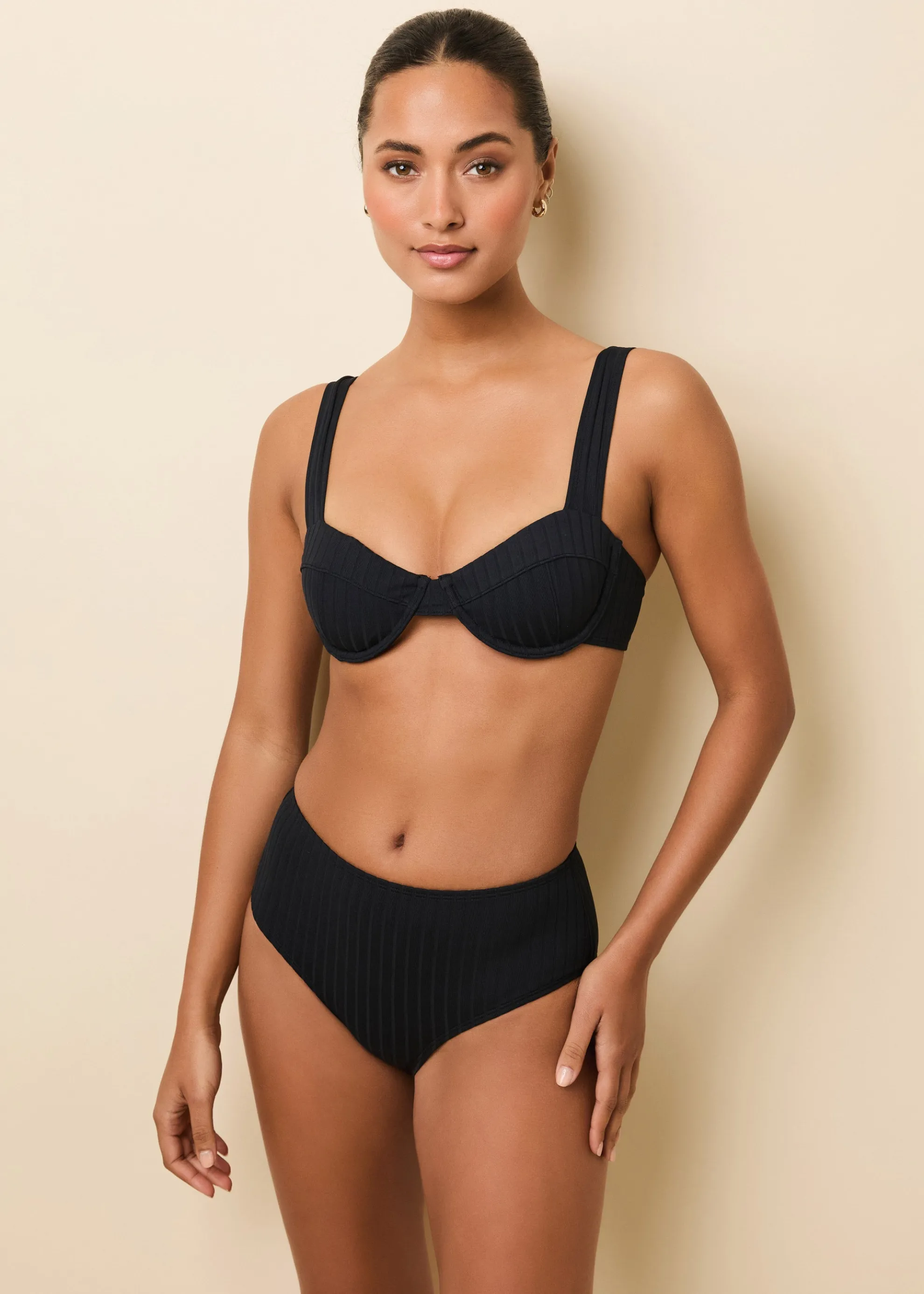 Lilo Ribbed Bikini Bottom Noir