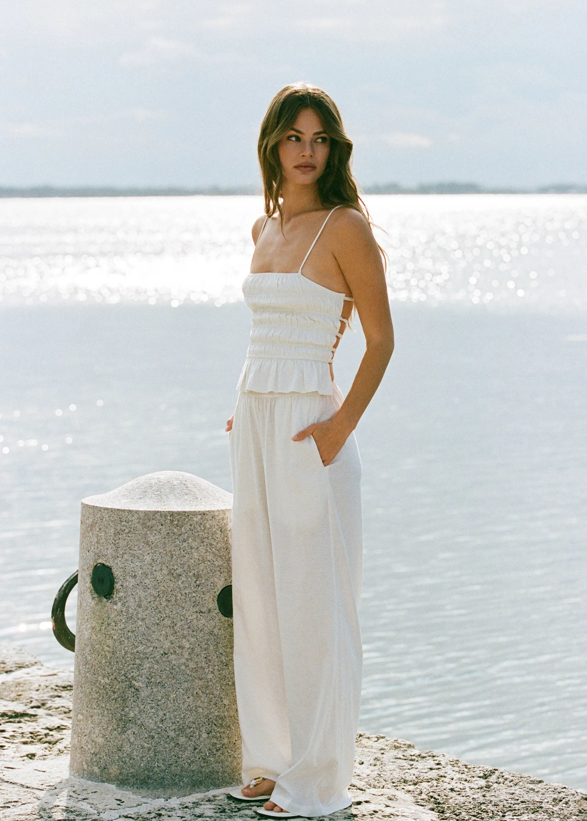 Linen Monaco Pant Optic White