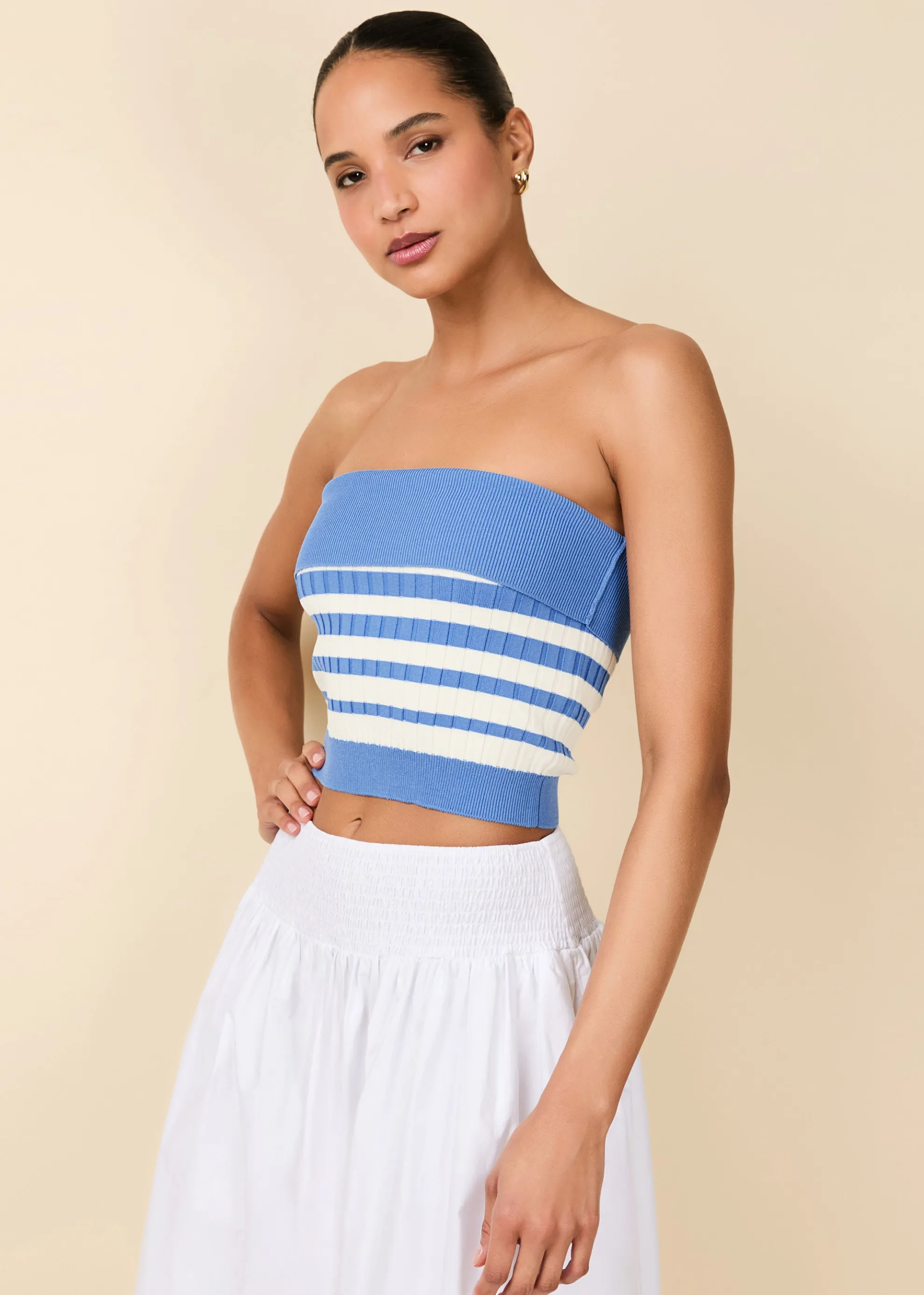 Marnie Top Marina Blue Sunset Stripe
