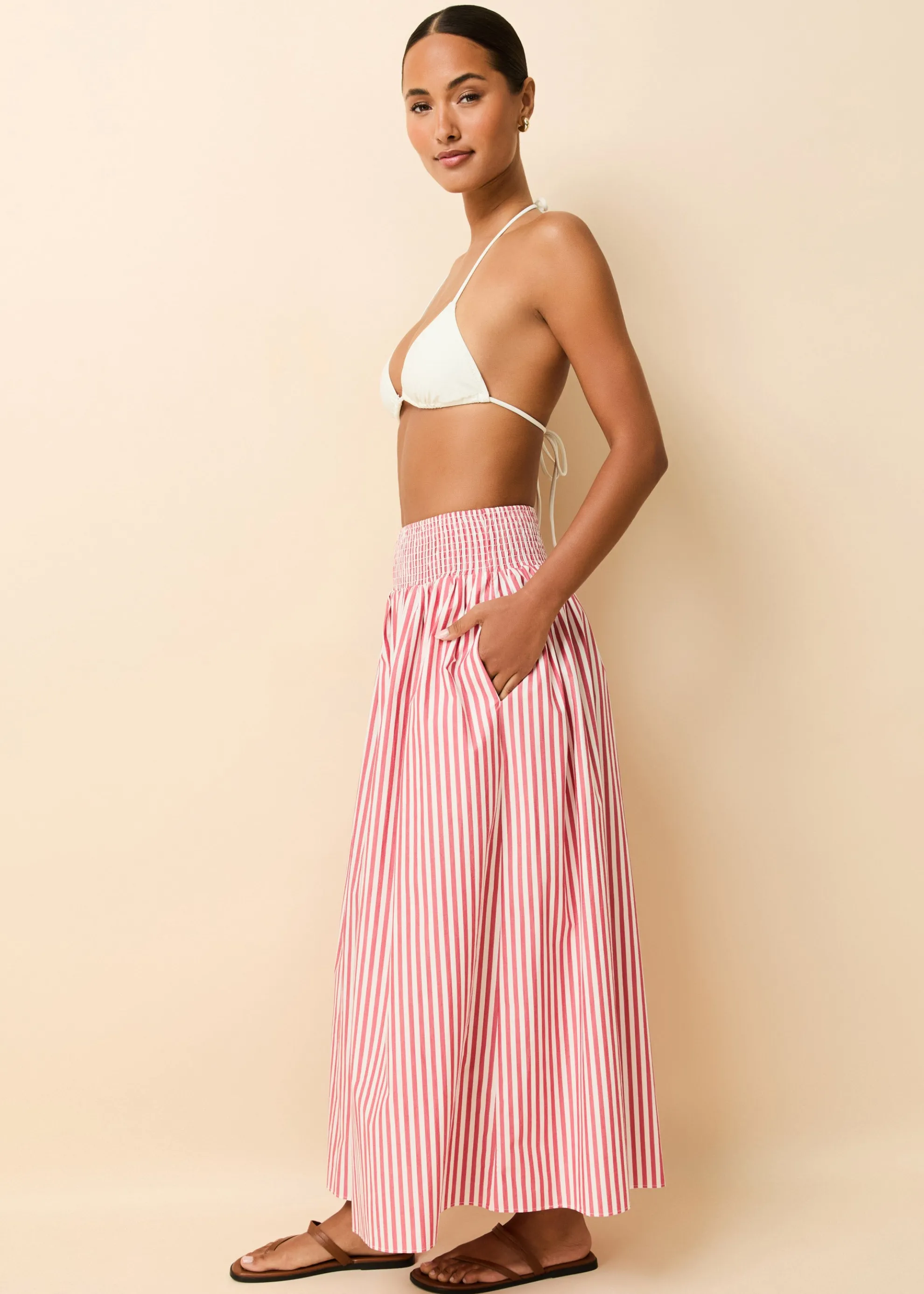 Noreen Skirt Washed Red / Optic White Stripe