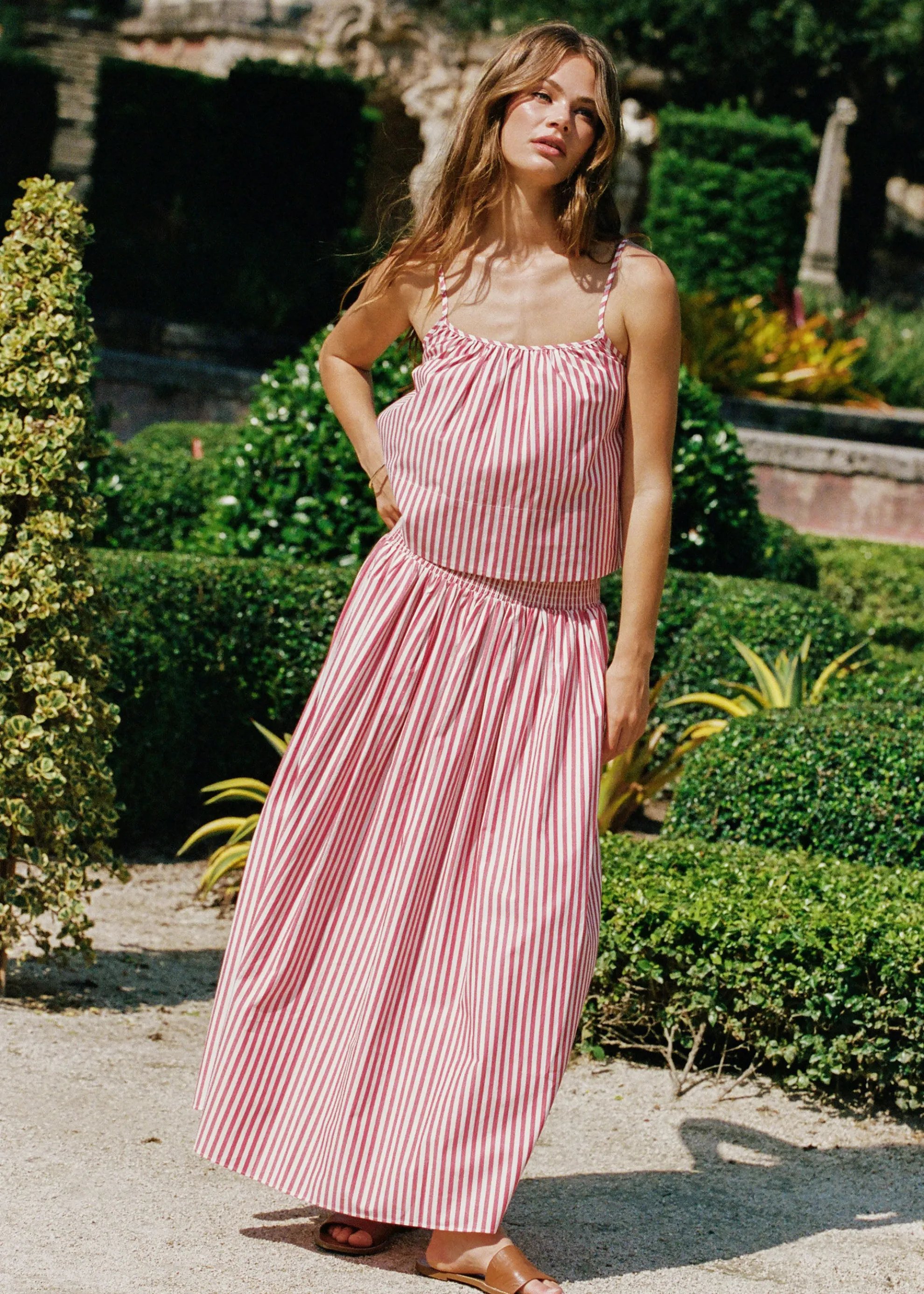 Noreen Skirt Washed Red / Optic White Stripe