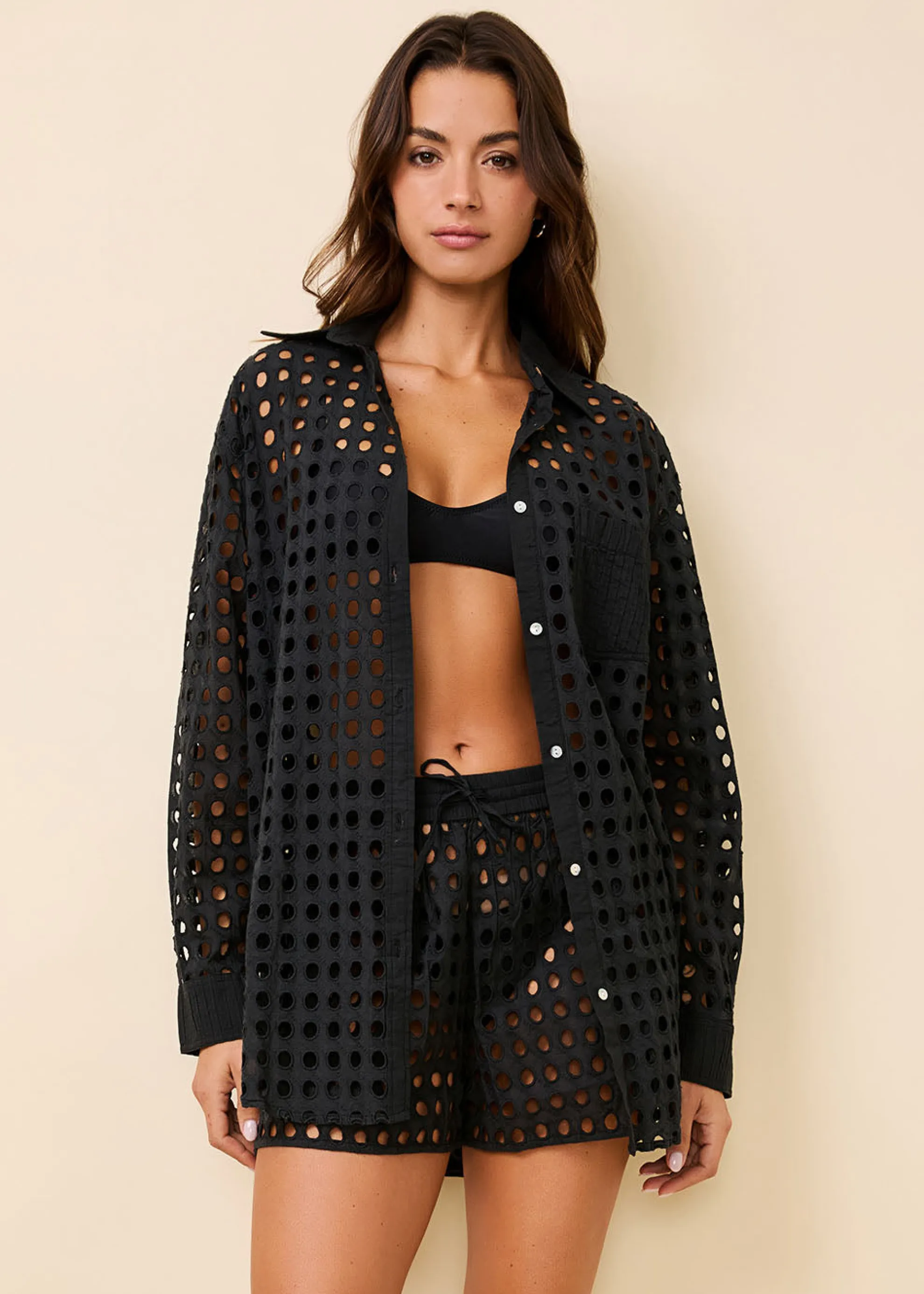 Oxford Tunic Classic Eyelet Noir