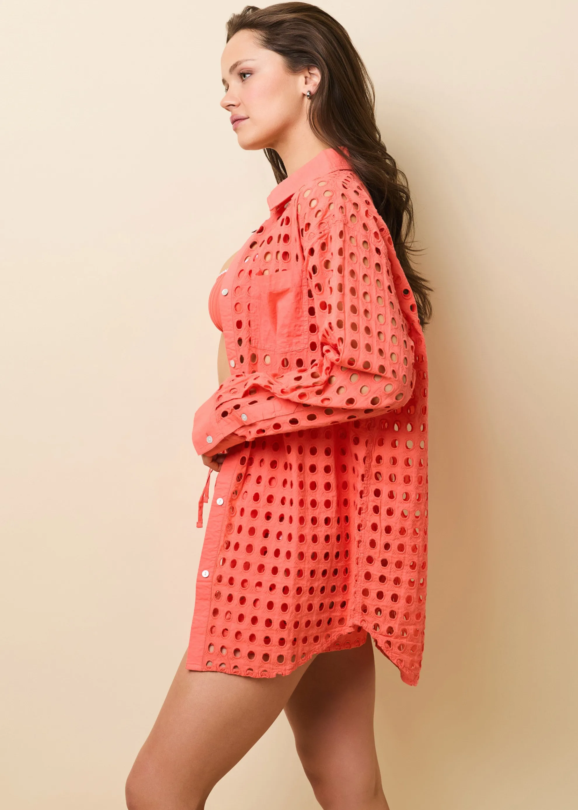 Oxford Tunic Classic Eyelet Coral