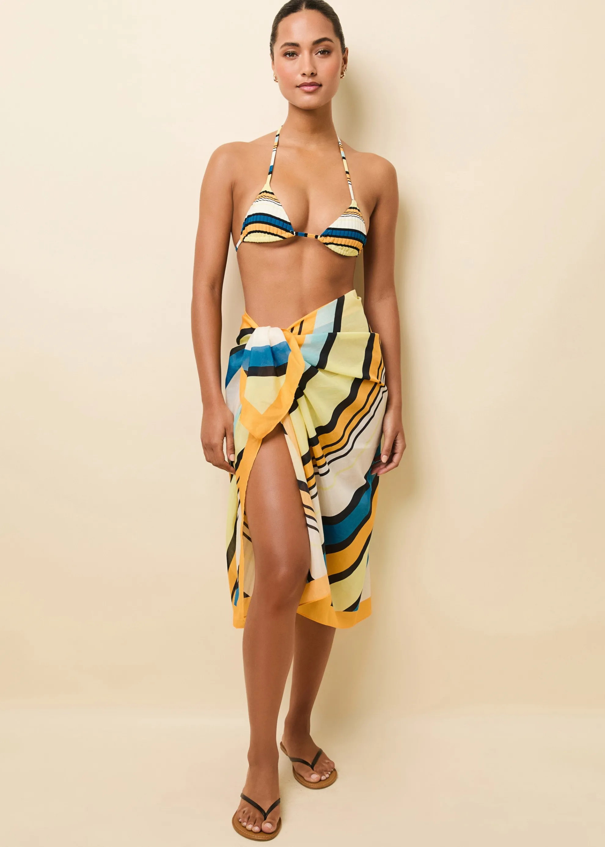 Silk Blend Pareo Riviera Stripe