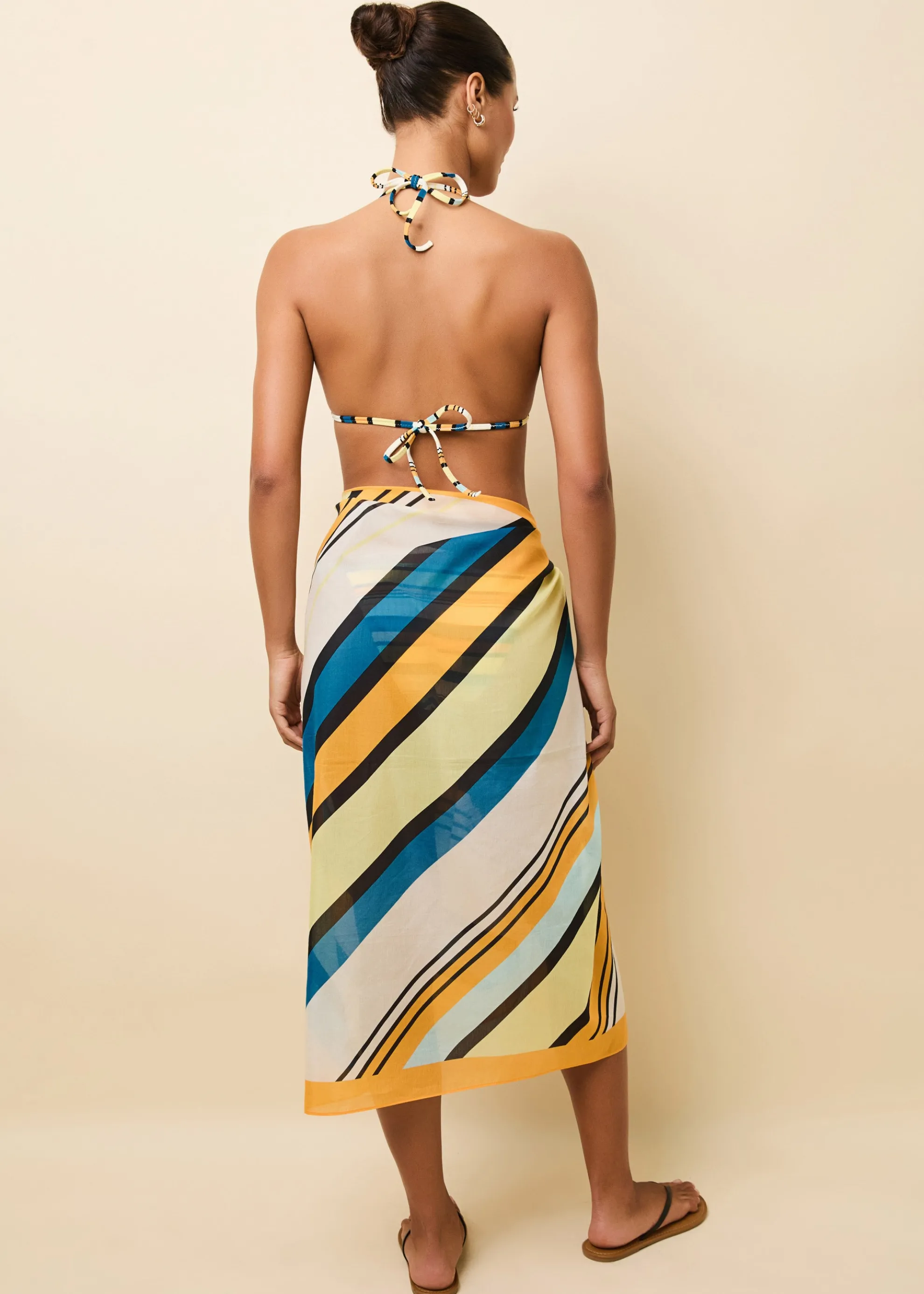 Silk Blend Pareo Riviera Stripe