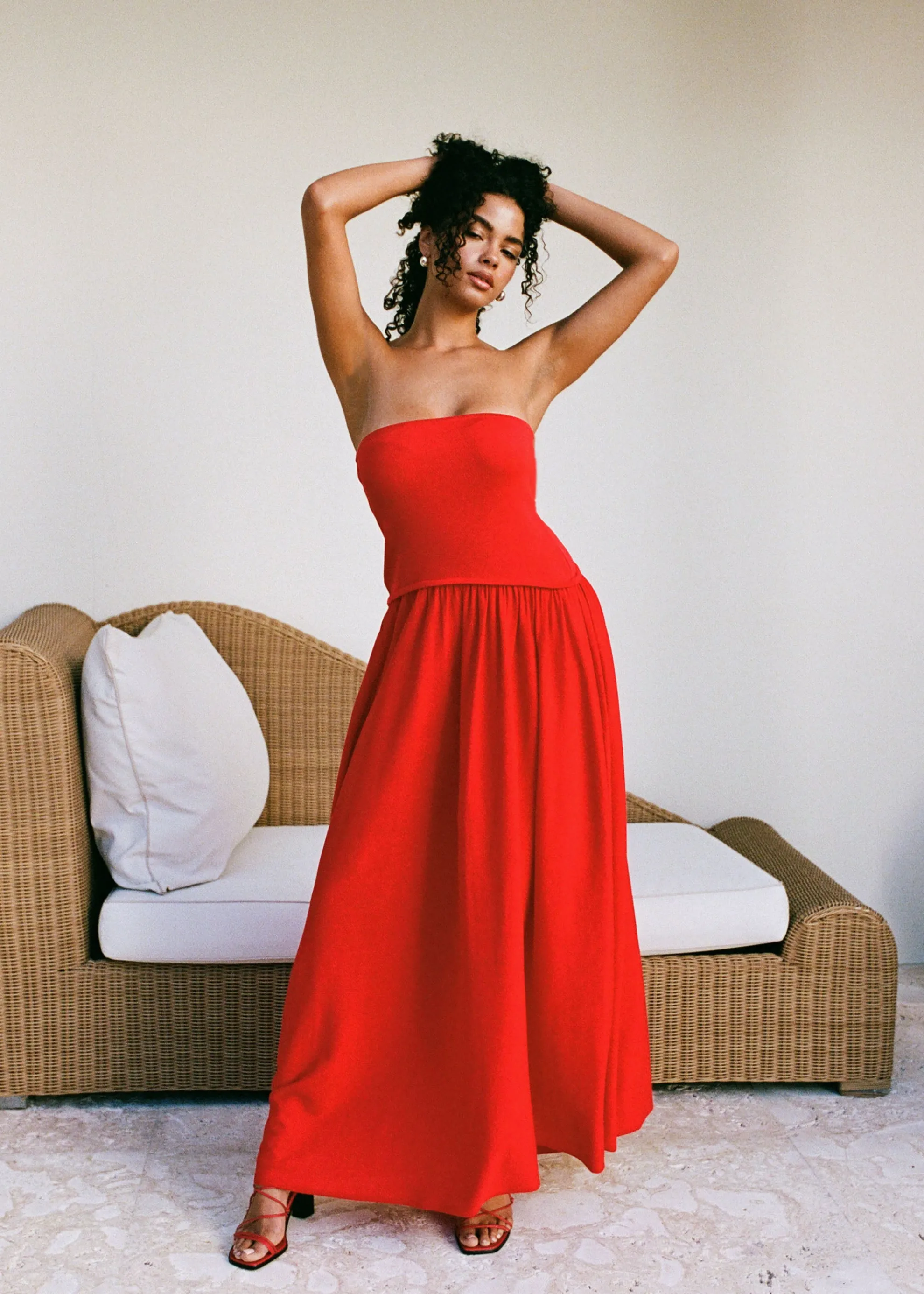 Strapless Soglio Dress Lipstick Red